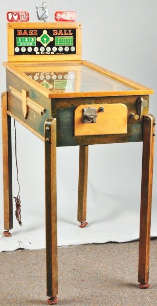 Genco Electric Baseball Pinball Machine.: 1935. Nice original condition. Front door is loose. Condition (Excellent). Size 56" x 40" x 20 - 1/2".