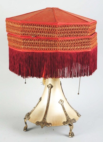 Capitol Lamp Phonograph with Red Shade.: Motor needs works. Condition (Fair). Size 28" T.