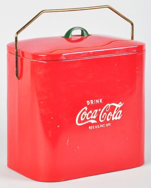 Unusual Coca-Cola Petite Picnic Cooler.: 1950s. Some older restoration and repaint. Still exhibits a few chips, nicks, and light wear. This cooler is rarely found. Condition (Very Good - Excellent). Size 12" T.