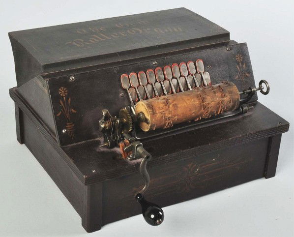 Early Gem Roller Organ.: German. Working. Condition (Excellent). Size 8" x 15" x 15".