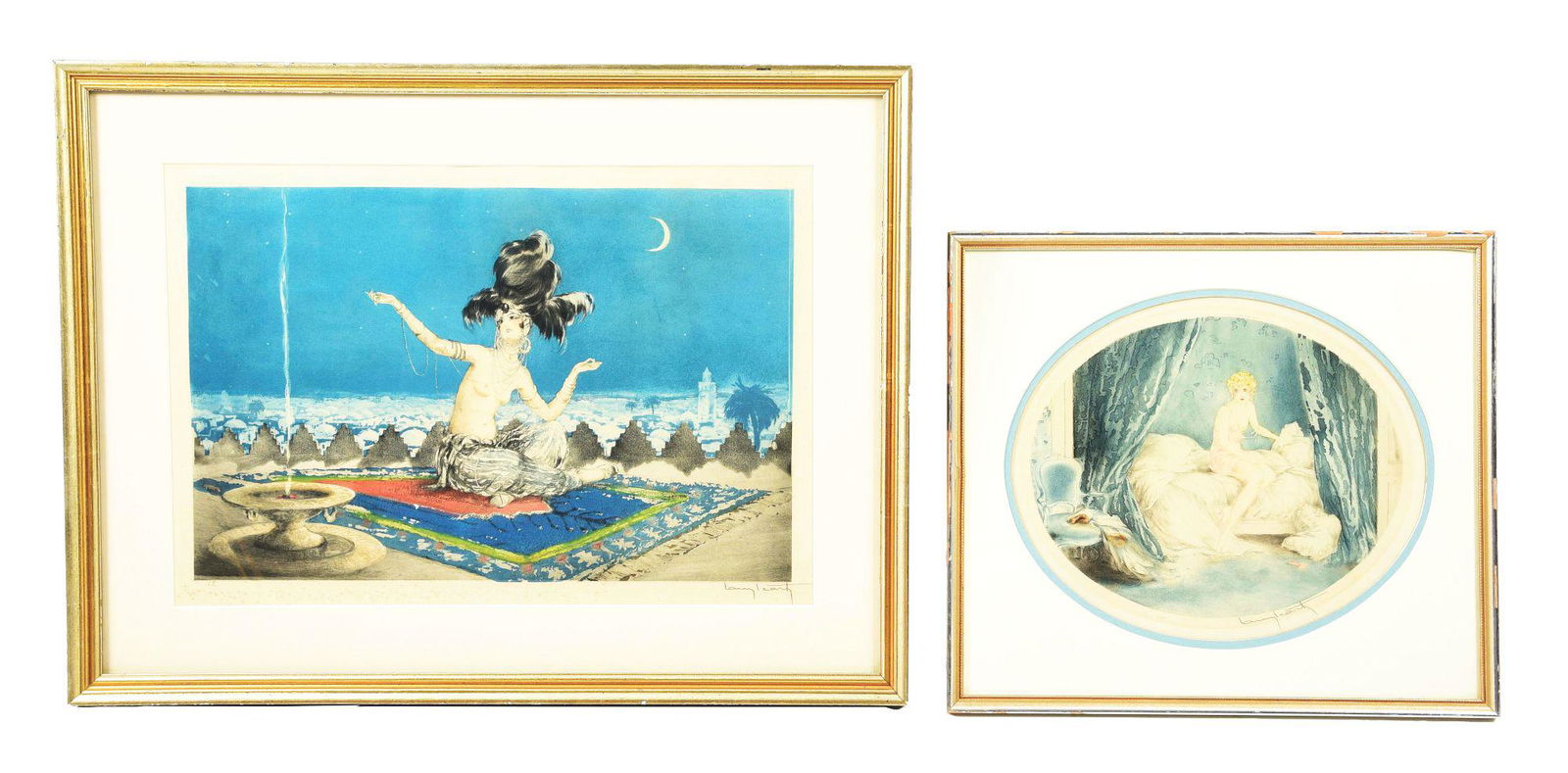 LOT OF 2: LOUIS ICART (FRENCH, 1888 - 1950) "L'ALCÔVE BLEUE" & "SCHEHEREZADE". (1 of 6)