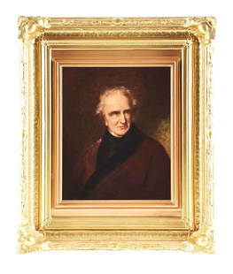 ATTRIB. TO: THOMAS SULLY (AMERICAN, 1783-1872) SELF PORTRAIT OIL ON CANVAS.: A nicely executed self portrait attribution to Thomas Sully (English/American, 1783-1872). Artwork is Unsigned. Housed in elaborate ornate carved wood frame refinished in gold tone paint. Condition: n