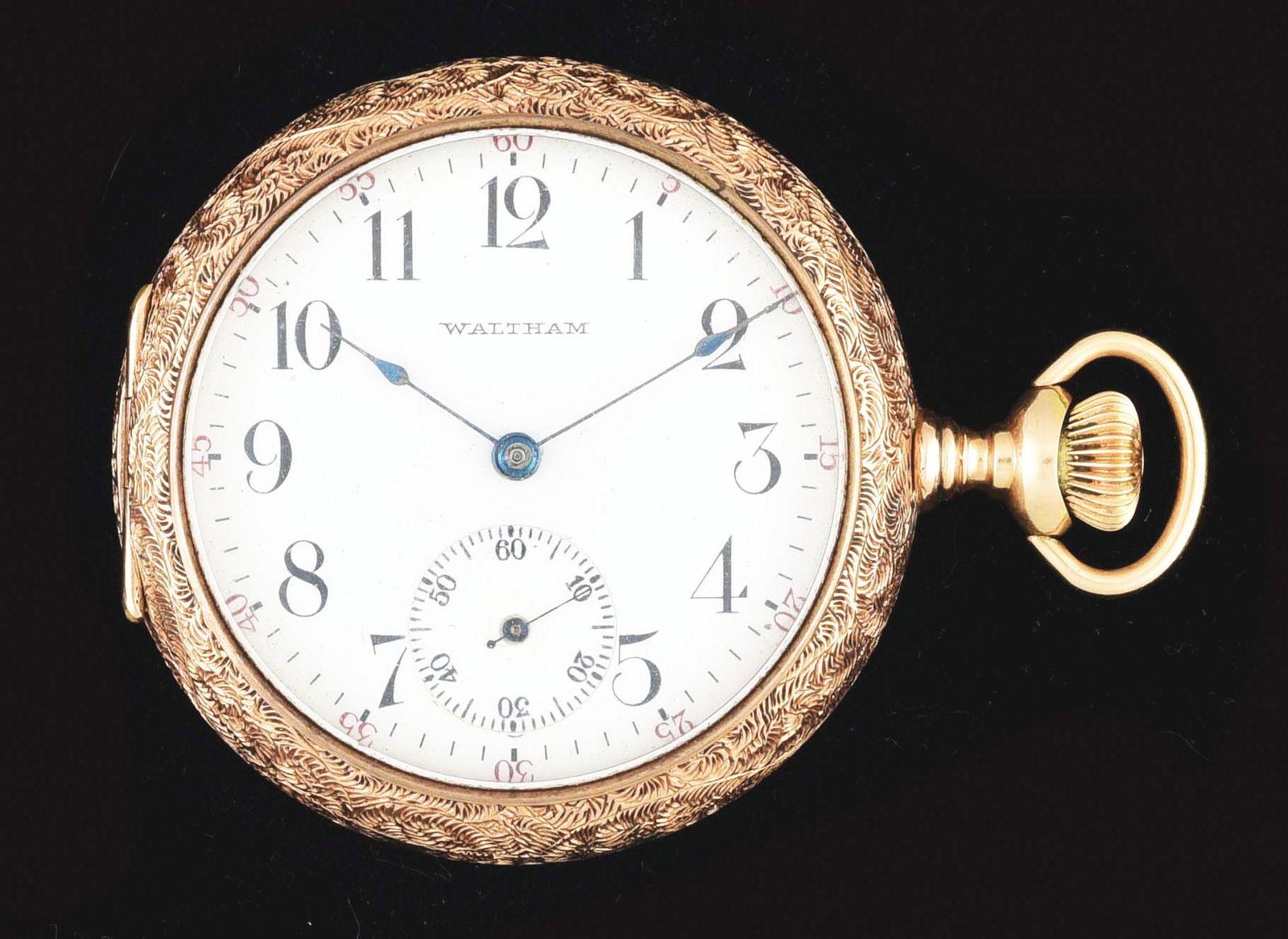 14K GOLD LADY WALTHAM OPEN FACE POCKET WATCH. (1 of 9)
