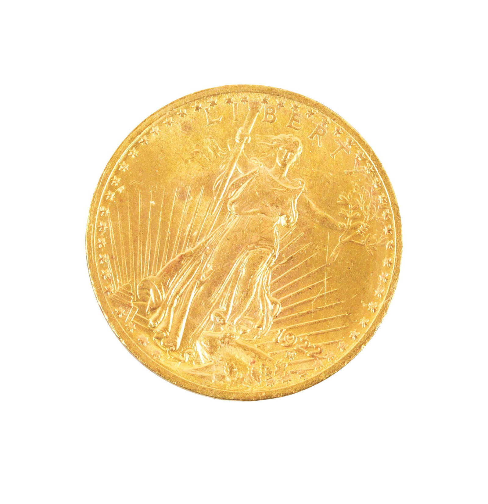 1922 $20 ST. GAUDENS GOLD COIN, NOT GRADED, MS62+. (1 of 2)