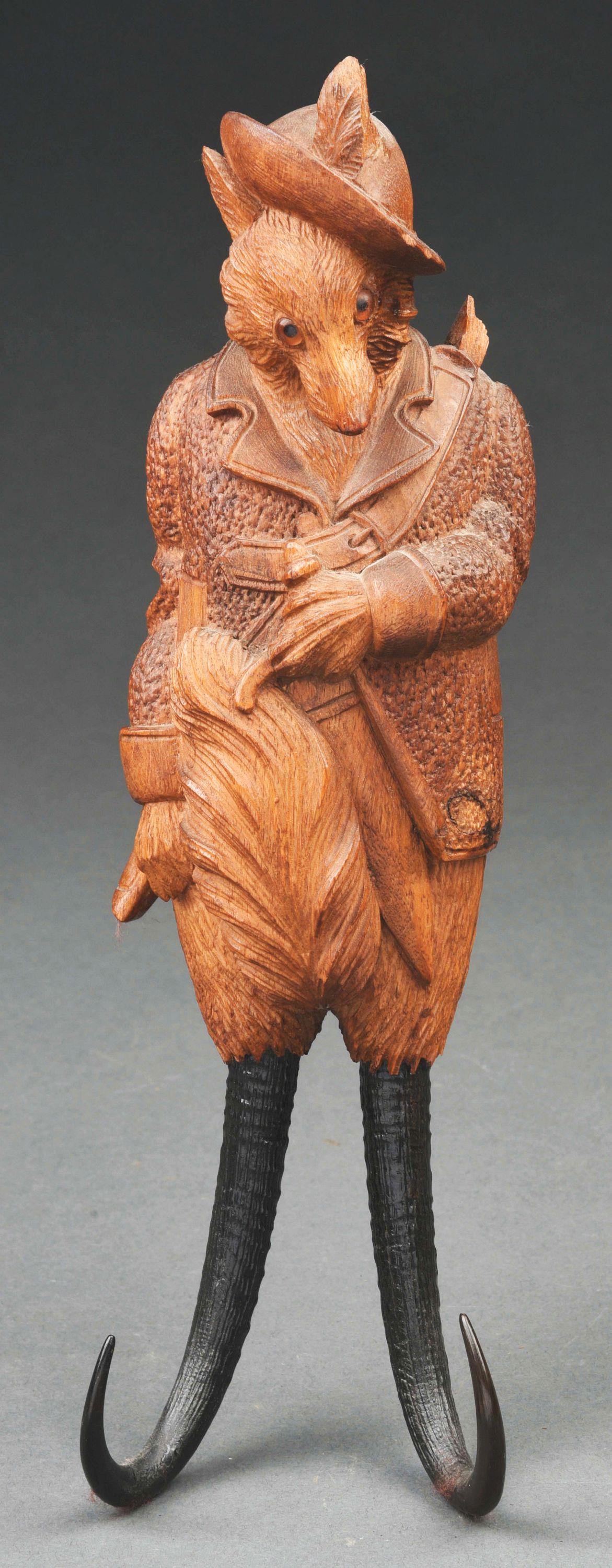 MUSICAL BLACK FOREST FOX COAT HOOK. (1 of 4)