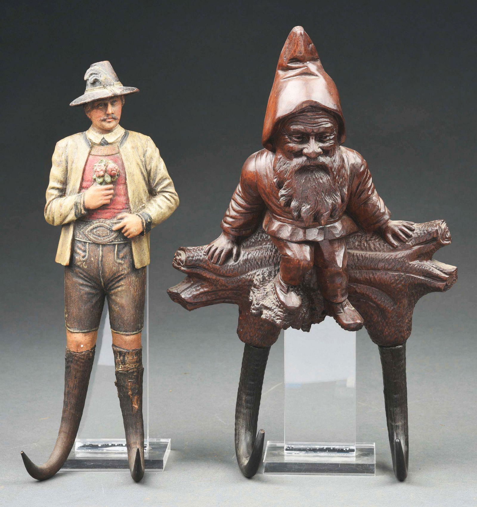 LOT OF 2: BLACK FOREST WHIP OR COAT HOOK FIGURES. (1 of 4)
