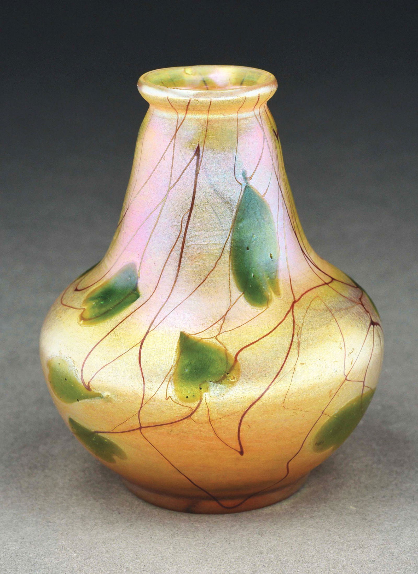 TIFFANY STUDIOS FAVRILE LEAF & VINE VASE. (1 of 6)