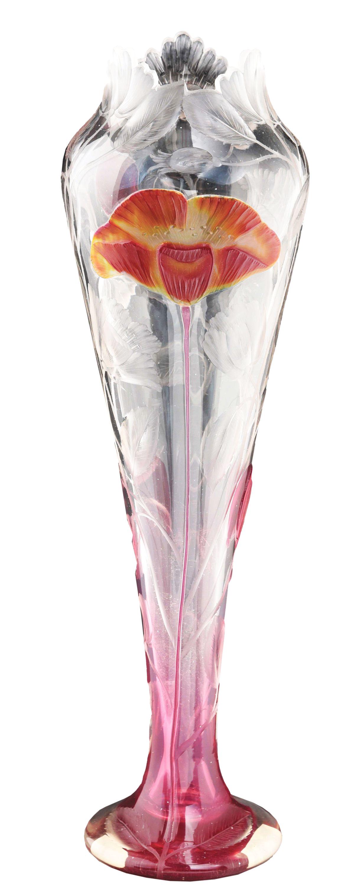 MOSER ENGRAVED FLORAL ART NOUVEAU VASE. (1 of 6)