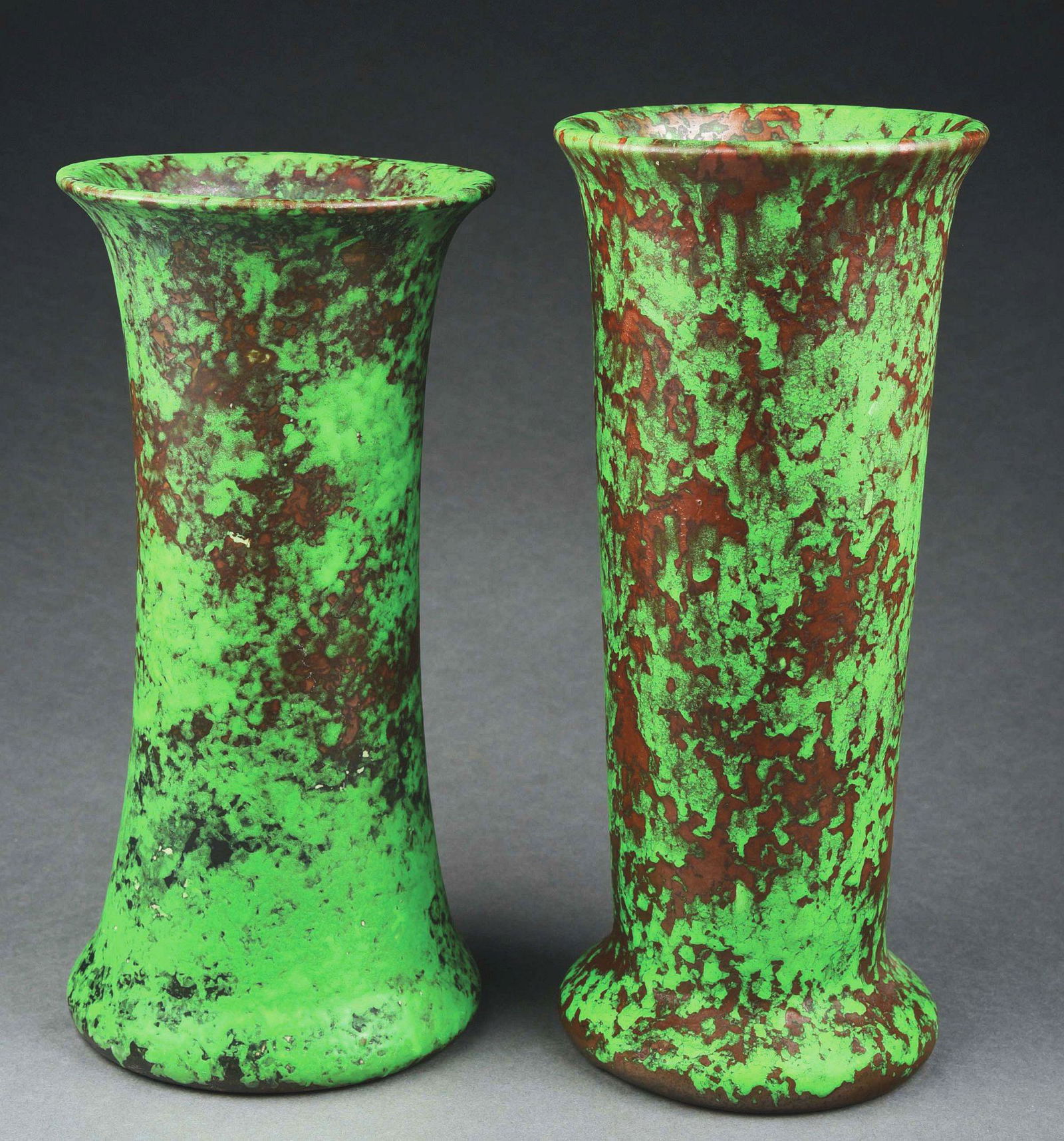 PAIR OF WELLER CERAMIC VASES. (1 of 7)