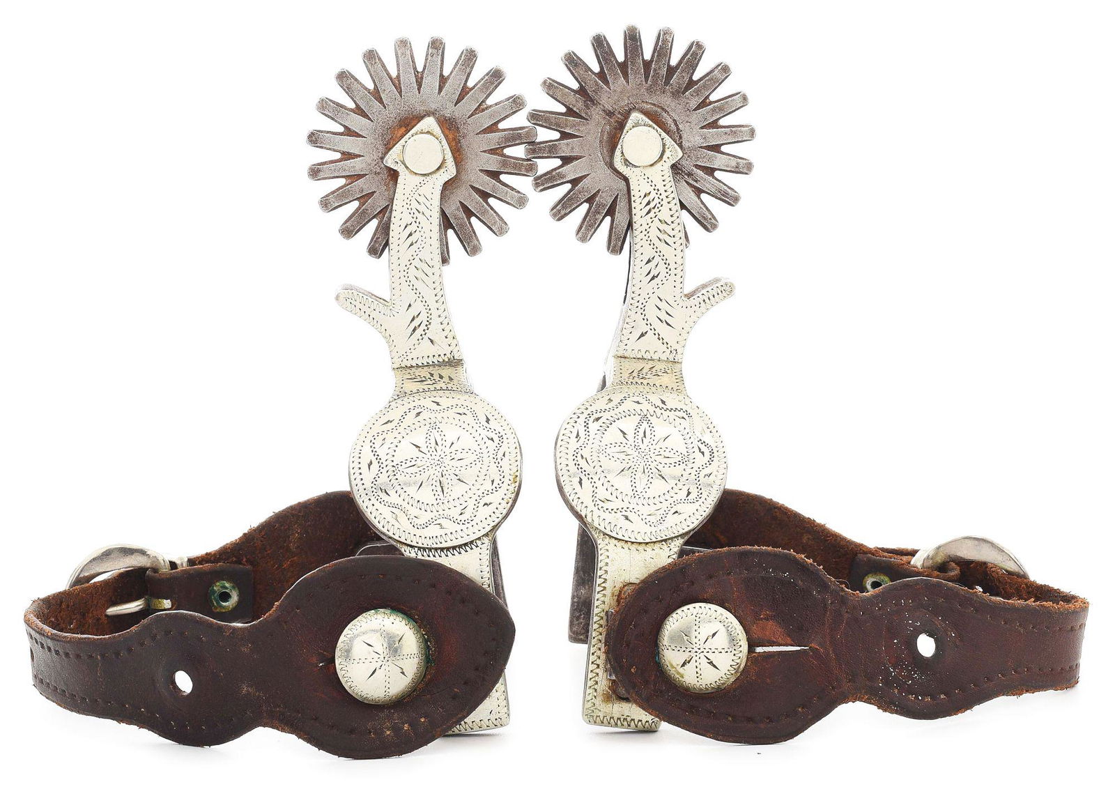 CROCKETT SILVER MOUNTED ARROW SHANK SPURS (1 of 5)