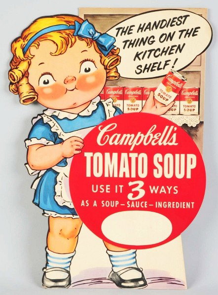 349: Cardboard Campbell's Soup Cutout Sign.