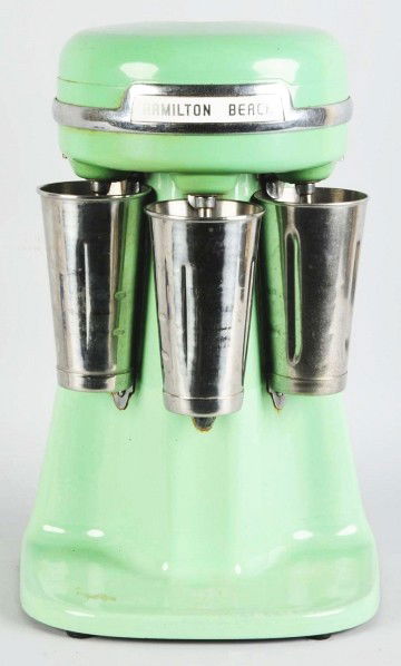 Hamilton Beach Milkshake Mixer.: 1940s to 1950s. Heavy porcelain triple mixer with only light to moderate wear and soiling. Condition (Excellent). Size 20" T.