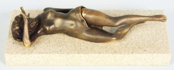 Bronze Nude Woman Figural Cigar Cutter.: Working. With marble base. Woman's legs open to cut the cigar. Condition (Excellent). Size 8 - 3/4" L.