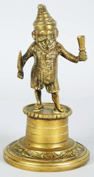 Brass Punch Figure Gas Cigar Lighter.: Flames comes from cigar and a match fits in his right hand. Fantastic detail. Condition (Excellent). Size 7 - 1/4" T.