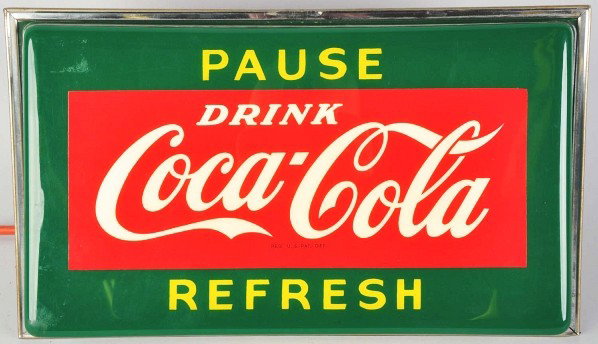 Coca-Cola Lighted Wall Sign.: 1950s. Plastic and metal. Made by Hanover Neon. Throws a nice down-light on the wall. Only minor marks and light wear. Condition (Excellent). Size 17" x 10".