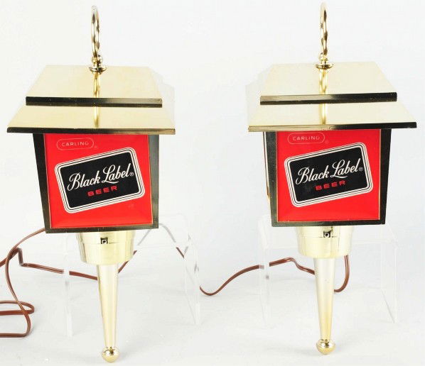 Plastic Carling Beer Coach Lamps.: 1960s to 1970s. Complete with original shipping box and instructions. Never used, clean, and bright. Condition (Near Mint). Size Each: 15" T.