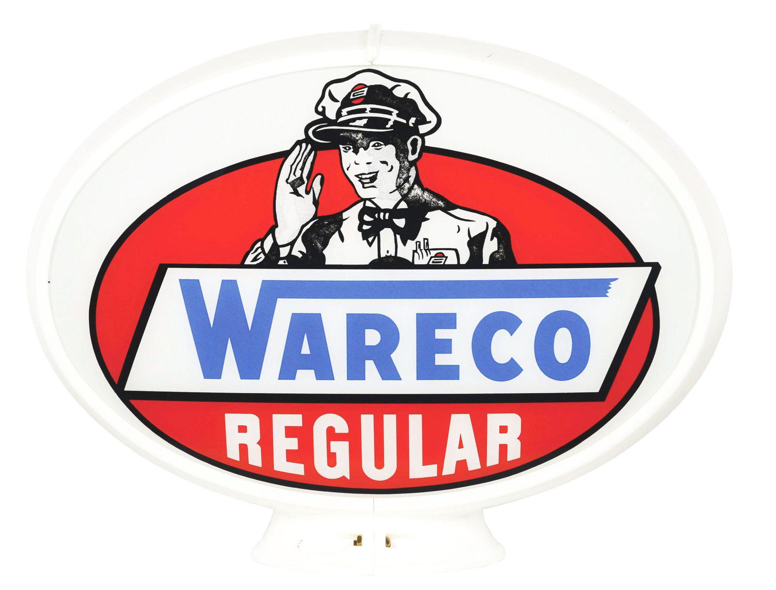 WARECO REGULAR GASOLINE SINGLE OVAL GLOBE LENS ON CAPCO BODY. (1 of 4)
