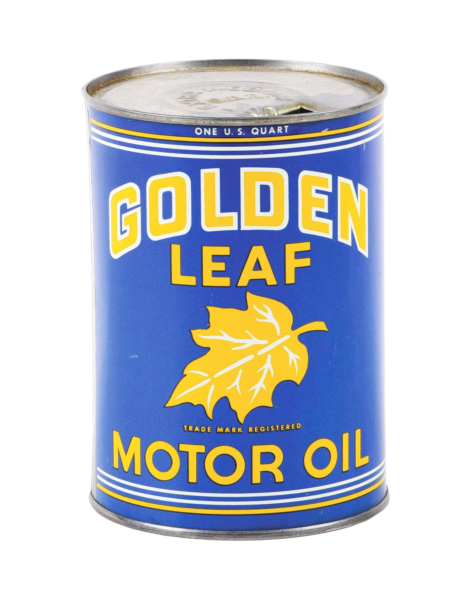 GOLDEN LEAF MOTOR OIL ONE QUART CAN W/ LEAF GRAPHIC. (1 of 4)