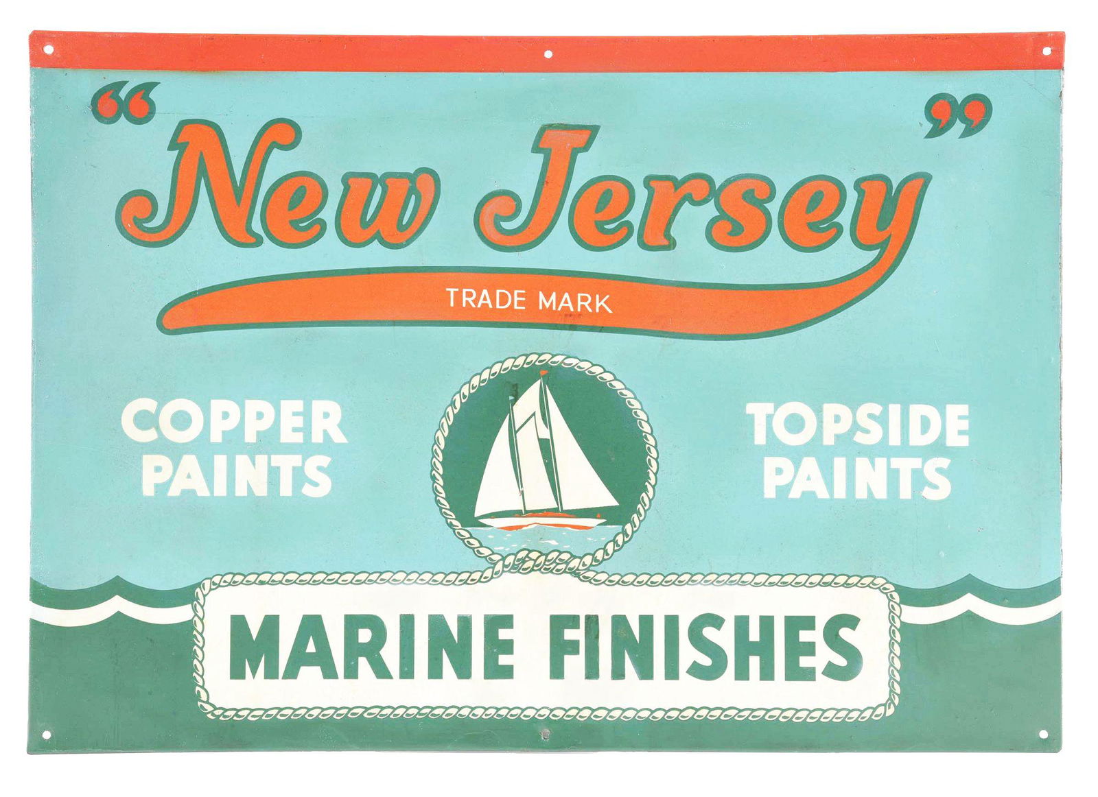 NEW JERSEY MARINE FINISHES SIGN W/ SAILBOAT GRAPHIC. (1 of 2)