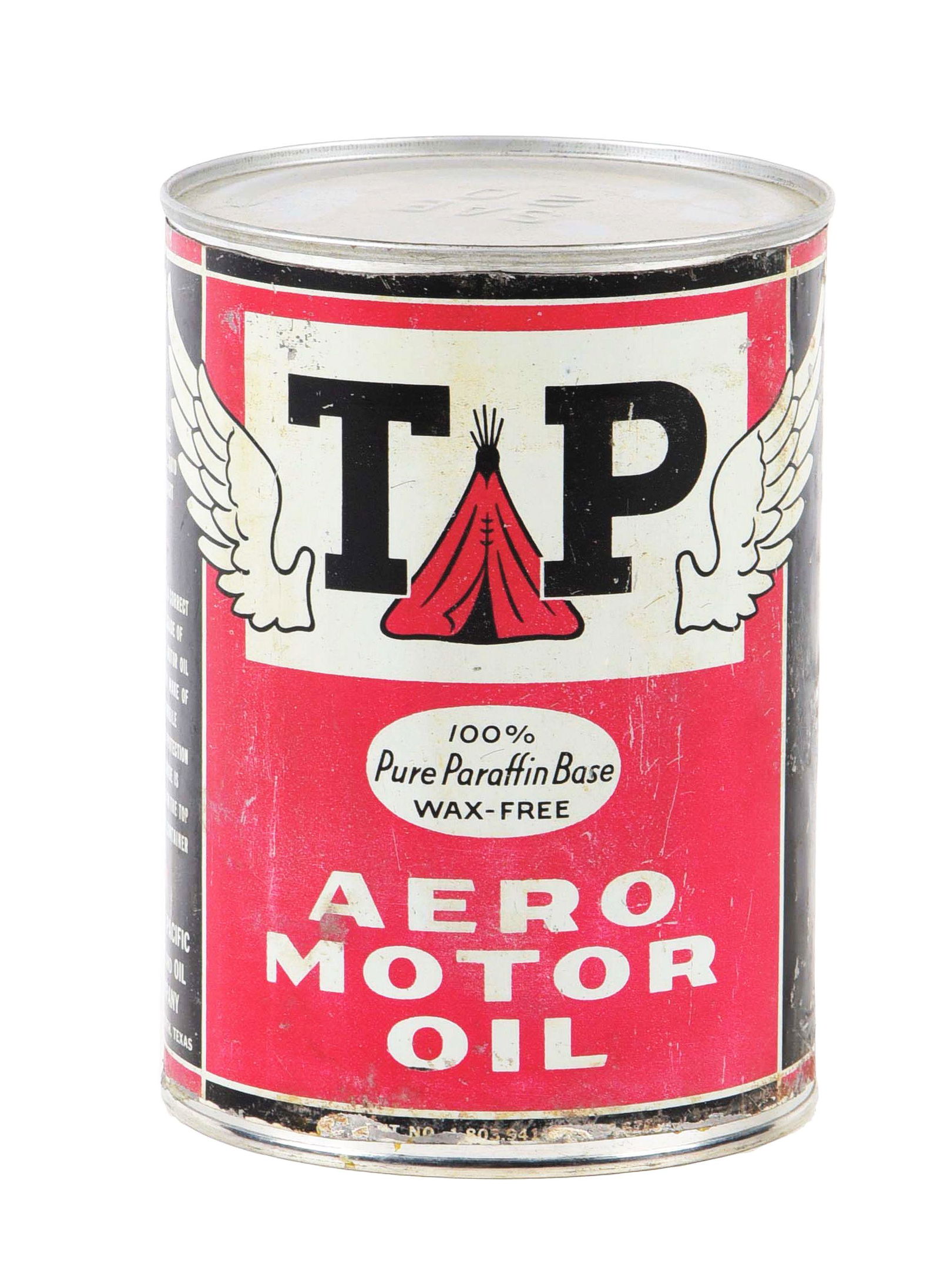 TEXAS PACIFIC AERO MOTOR OIL ONE QUART CAN W/ TEEPEE GRAPHIC. (1 of 4)