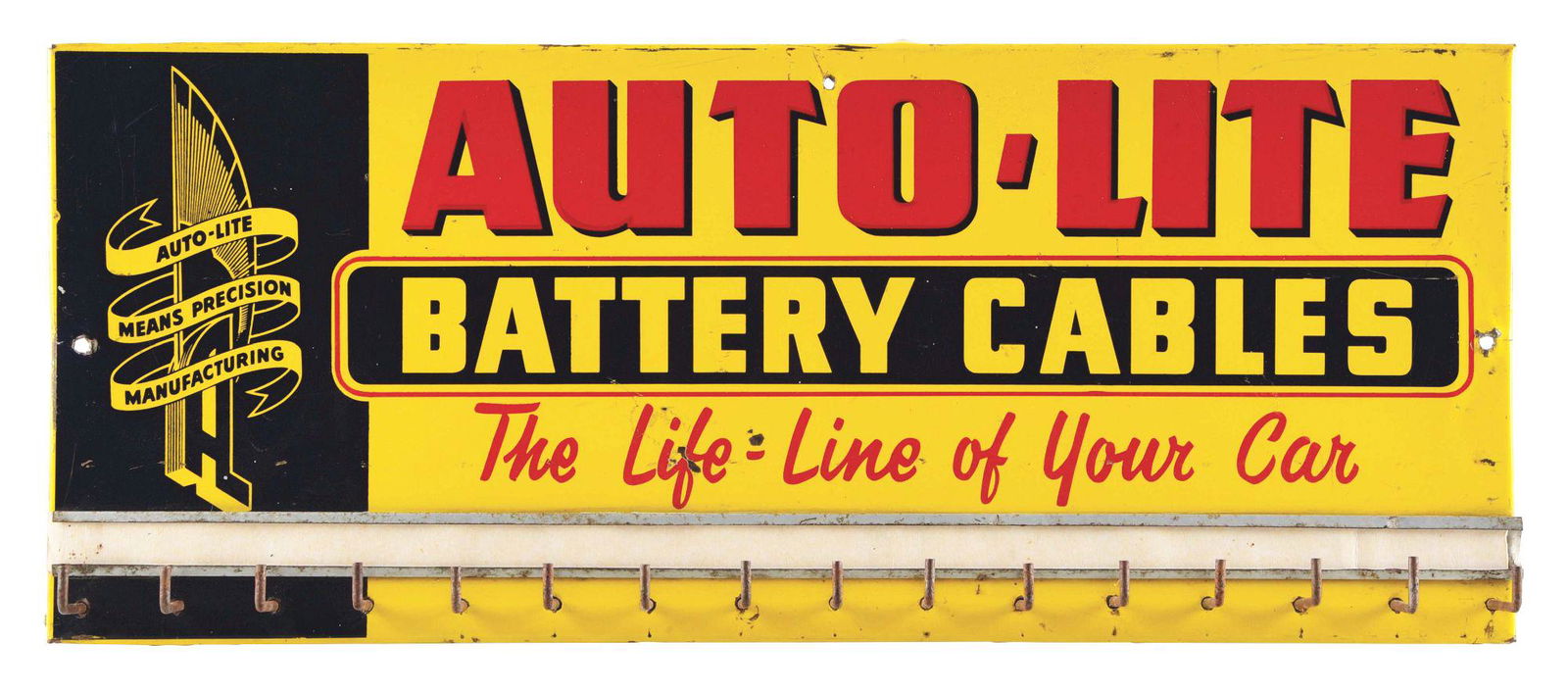 AUTO-LITE BATTERY CABLES SINGLE-SIDED TIN DISPLAY SIGN. (1 of 2)