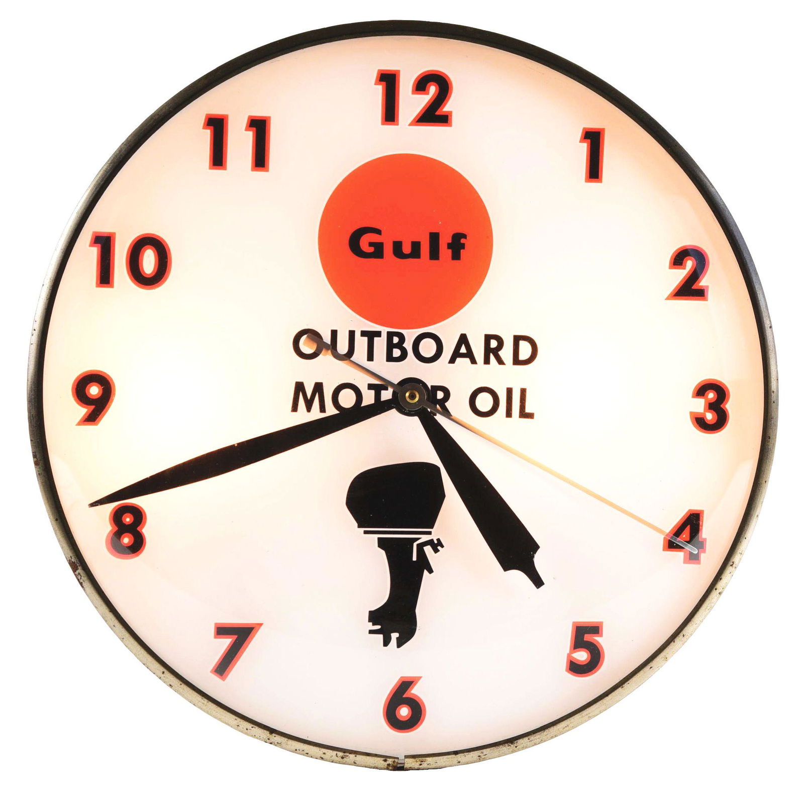 GULF OUTBOARD MOTOR OIL LIGHT UP DISPLAY CLOCK. (1 of 3)
