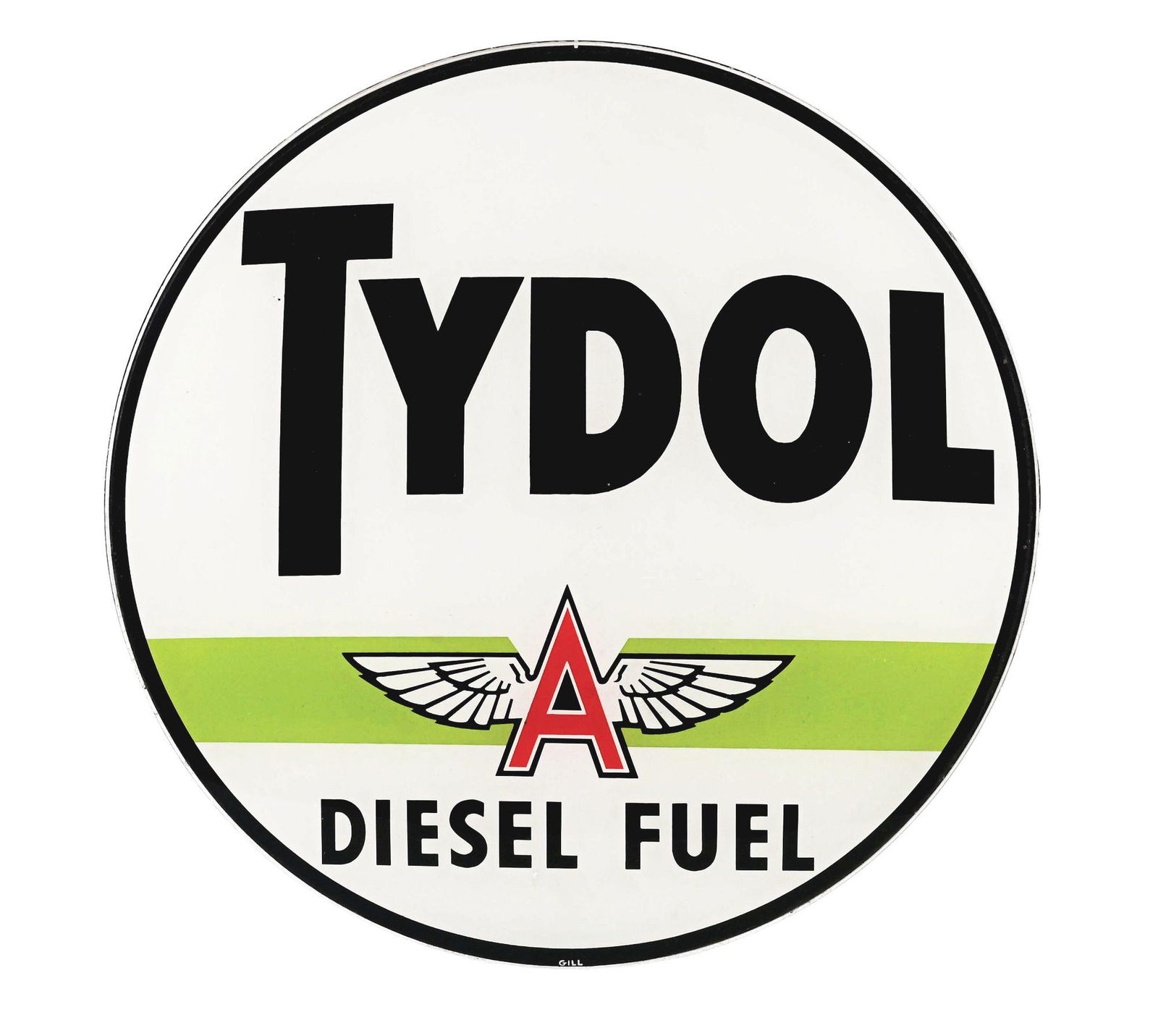 TYDOL DIESEL FUEL SINGLE 13.25" GLOBE LENS W/ WINGED A GRAPHIC. (1 of 2)