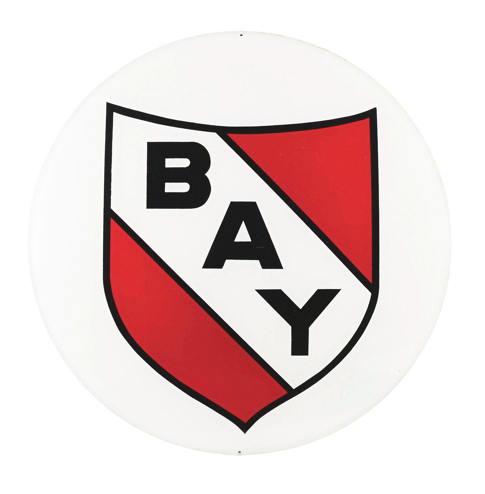 BAY GASOLINE 13.25" SINGLE GLOBE LENS.: Single 13.25" Globe Lens. An excellent example of this Single Lens for Bay Gasoline showing Bay Shield graphic. A product of Bay Petroleum, Denver, Colorado. CONDITION: Lens is overall outstanding sho