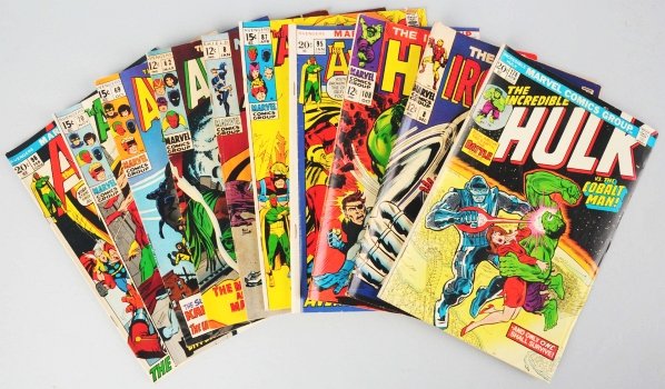 Lot of 10: 1960s-70s Marvel Comic Books.: Lot includes Nick Fury #8, Iron Man #8, the Mighty Avengers #62, and others. Condition (Very Good - Fine).