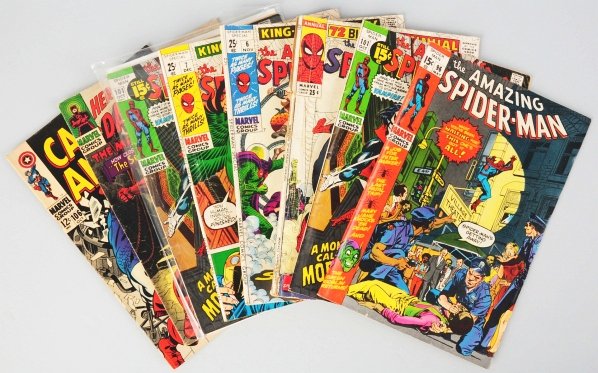 Lot of 8: 1960s-70s Marvel Comic Books.: Lot includes Captain America #106, Daredevil #13, and the Amazing Spiderman #96, among others. Condition (Good - Fine).
