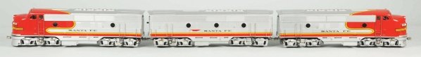 Contemporary G-Gauge DeHanes Santa Fe Train Set.: Includes Santa Fe ABA unit along with six silver passenger cars marked "Santa Fe". Passenger cars consist of Navajo, Taos, Vista Canyon, REA, Laguna, and Oraibi. Very little wear overall. Includes ori