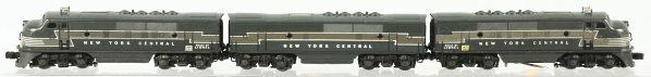 Lot of 3: Lionel New York Central AAB Unit.: American. Post-war. O-gauge. The AA units are original, the no. 2344 power unit with original box. Also includes no. 2344 dummy unit and one contemporary New York Central B unit. The A units have some