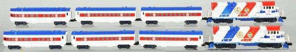 Lot of 2: Lionel TCA Bicentennial Train Sets.: American. Post-war, made in 1976. O-27 gauge. Both sets are unused and sealed in their original boxes. Condition (Near Mint).