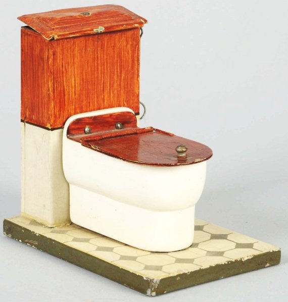 Tin Marklin Toilet Accessory.: German. Circa 1920. Stamped "Marklin" on bottom. Small knob or plunger missing on top but very little wear overall. Condition (Excellent). Size 4 - 1/2" T.