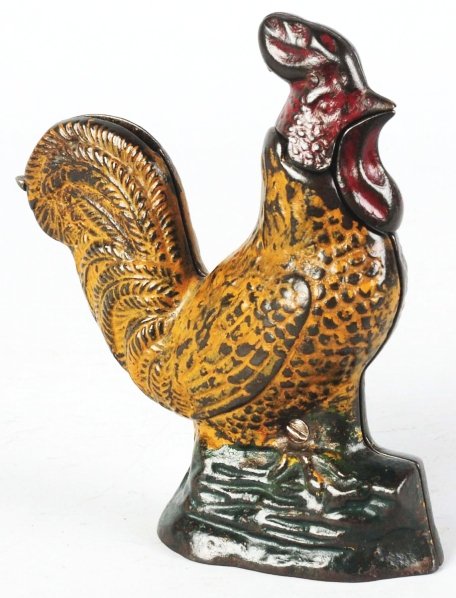 Cast Iron Rooster Mechanical Bank.: Manufactured by Kyser & Rex. Working. Condition (Excellent). Size 6 - 1/4" T.