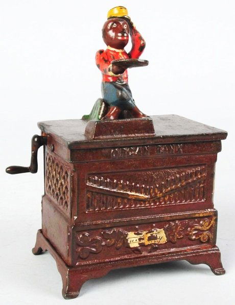 Cast Iron Organ Mechanical Bank.: Manufactured by Kyser & Rex. Working. Minor touchup to paint. Condition (Excellent). Size 6" T.