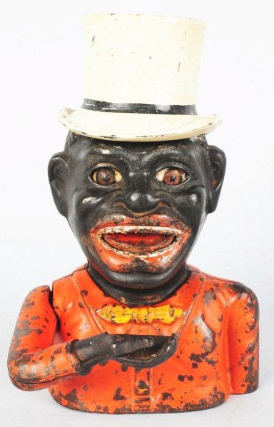 Cast Iron Jolly "N" with High Hat Mechanical Bank: Manufactured in England. Working. Condition (Excellent). Size 9" T.