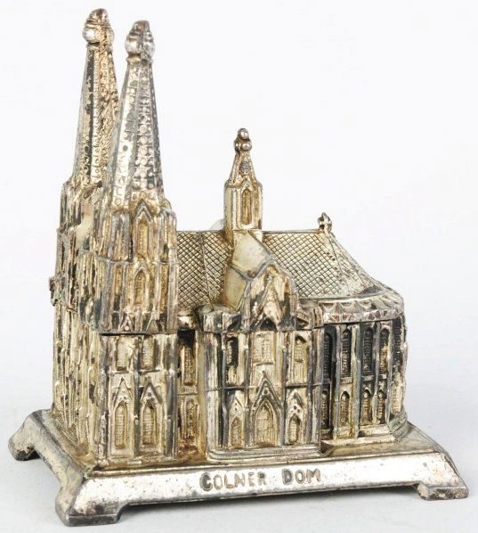 Cast Iron Kolner Dome Church Still Bank.: Also a jewelry box. Nice detail. Condition (Excellent). Size 4 - 3/4" T.