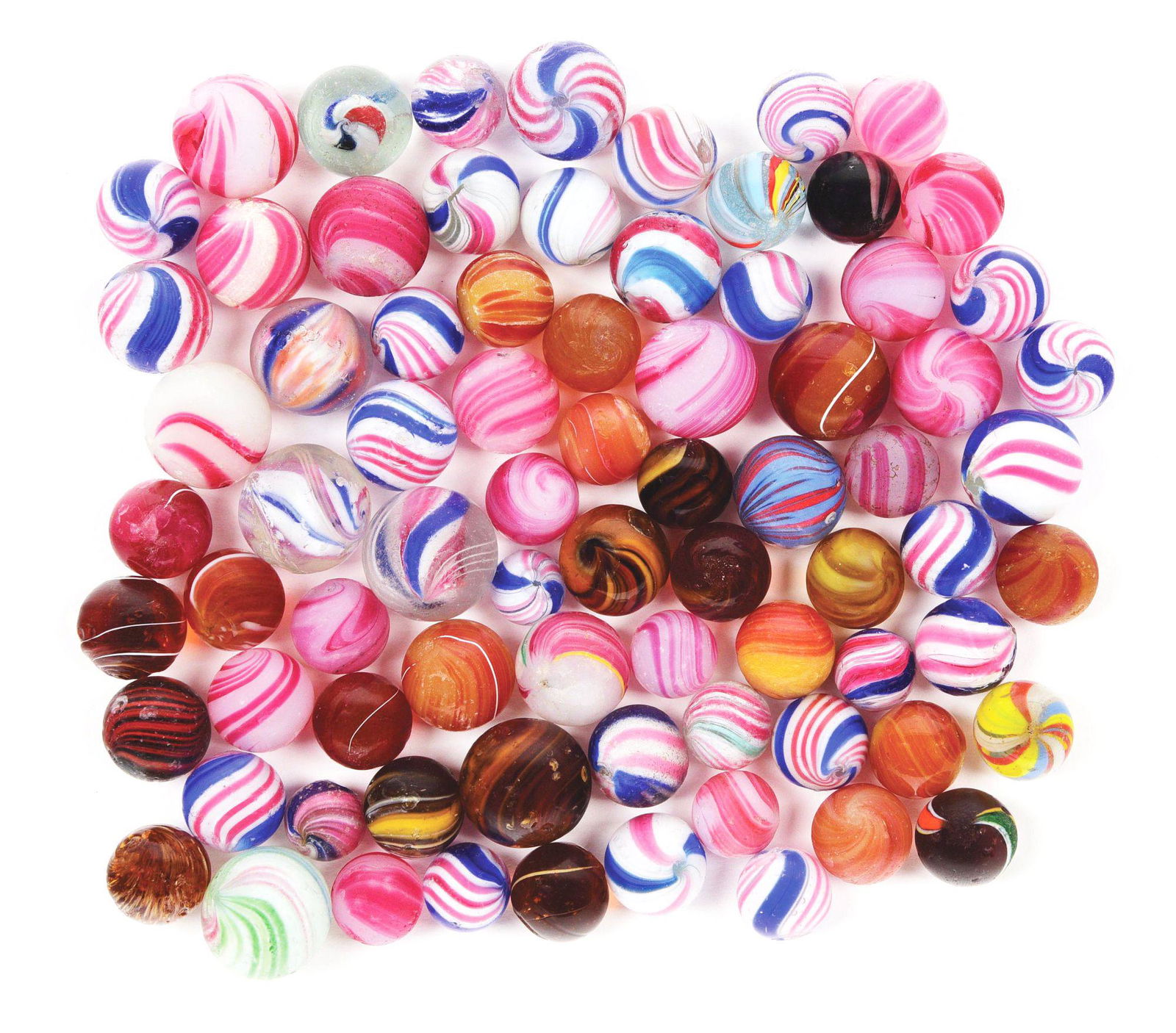 LOT OF APPROXIMATELY 81 HANDMADE MARBLES. (1 of 1)