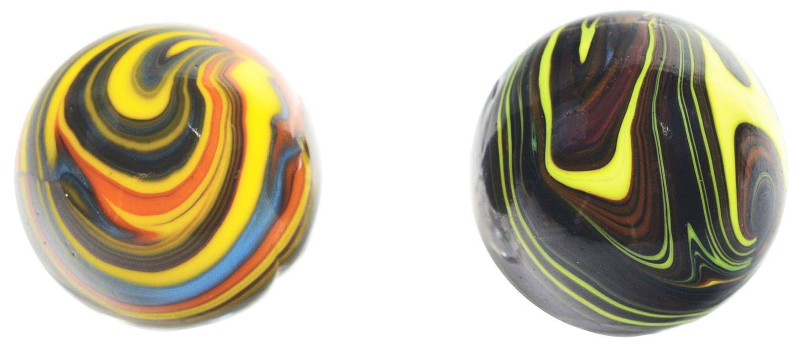 LOT OF 2: CHRISTENSEN AGATE STRIPED OPAQUE MARBLES. (1 of 6)