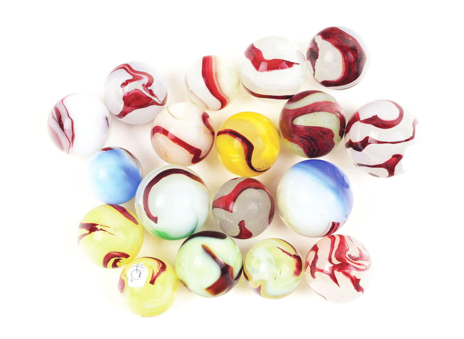 LOT OF 18: OXBLOOD MARBLES. (1 of 1)