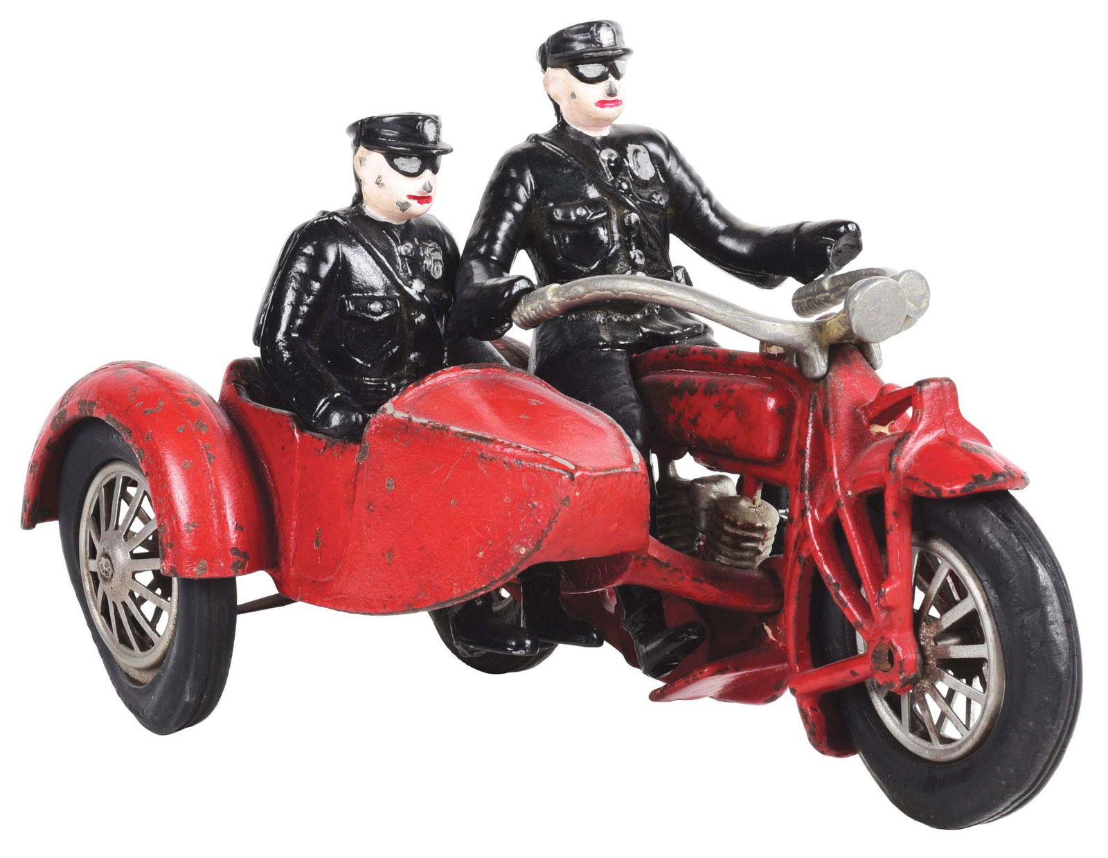HUBLEY INDIAN POLICE MOTORCYCLE WITH SIDE CAR. (1 of 3)