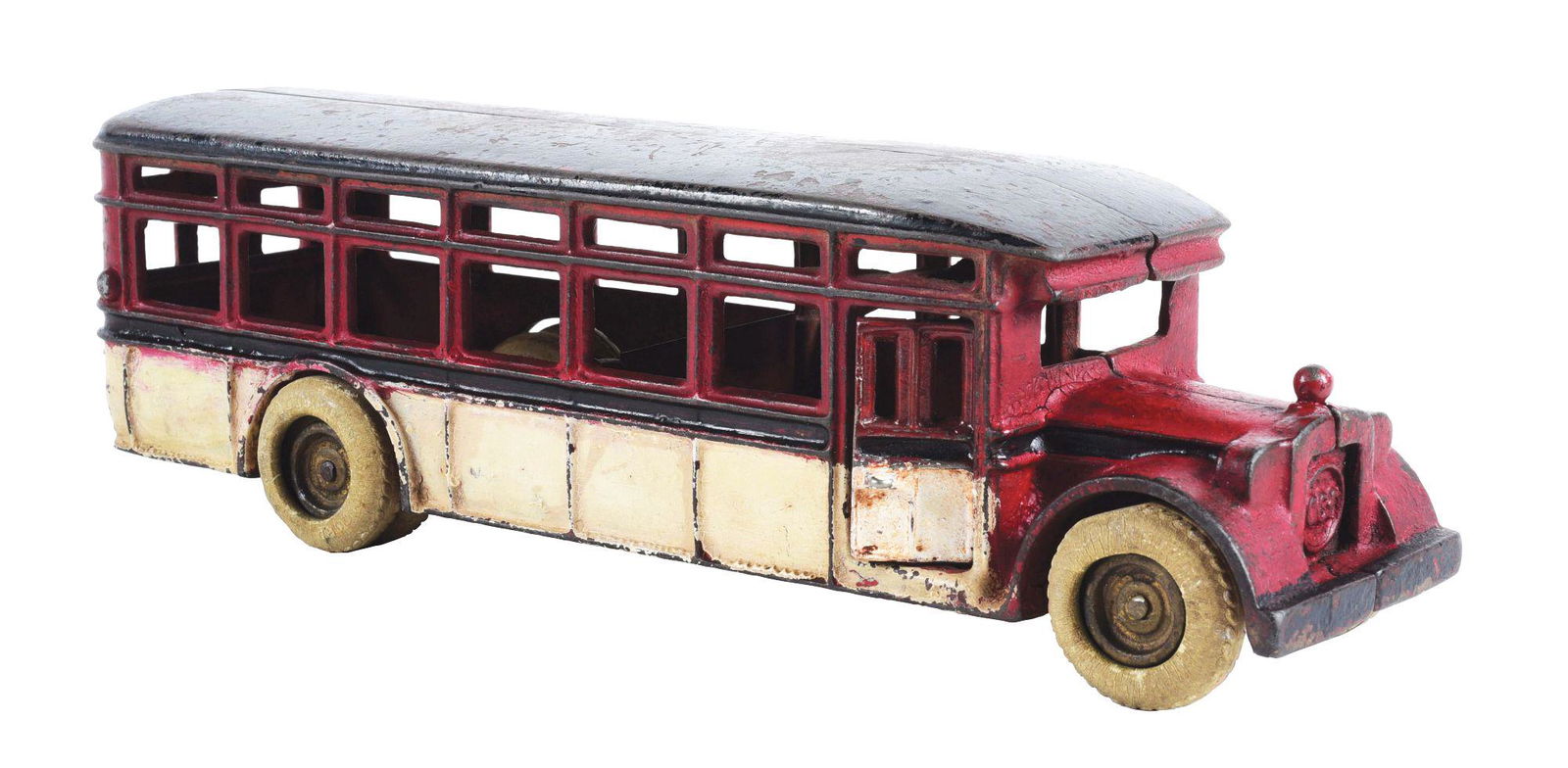 ARCADE ACF BUS.: Original condition, with what appears to be touch-up to the white paint detailing. Passenger side door is a replacement. Condition: (Very Good). Dimensions: 11 - 1/4" x 3" x 3 - 1/4".