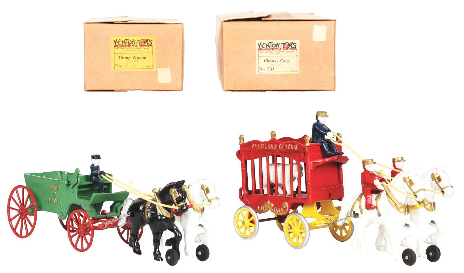 LOT OF 2: CAST IRON KENTON HORSE-DRAWN VEHICLES. (1 of 3)