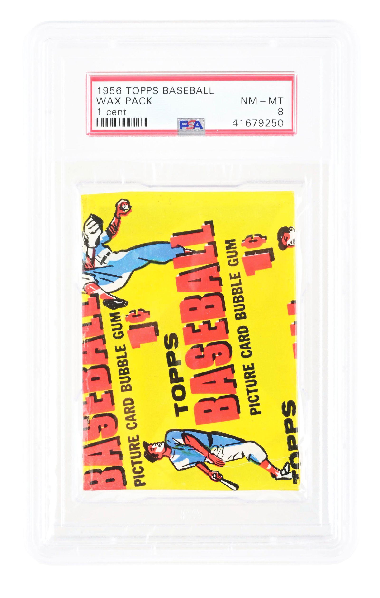1956 TOPPS BASEBALL ONE CENT WAX PACK PSA 8. (1 of 2)