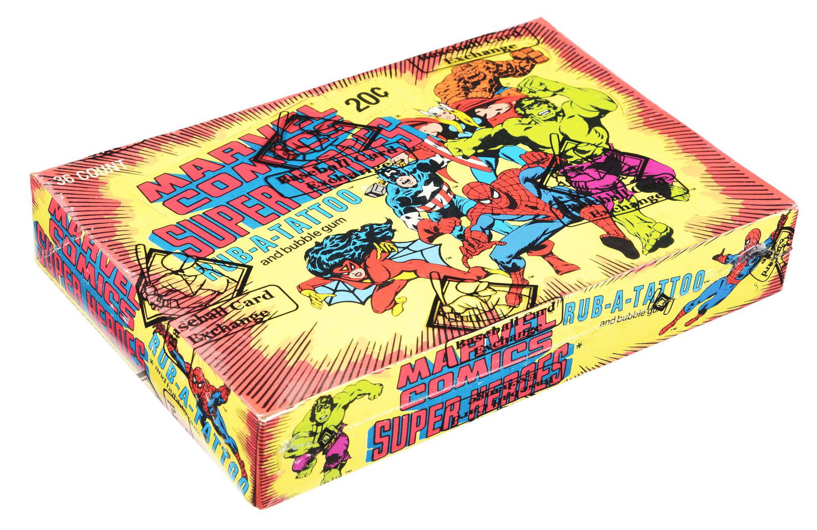 1980 DONRUSS MARVEL COMICS TATTOOS BOX - 36 PACKS (BBCE). (1 of 4)