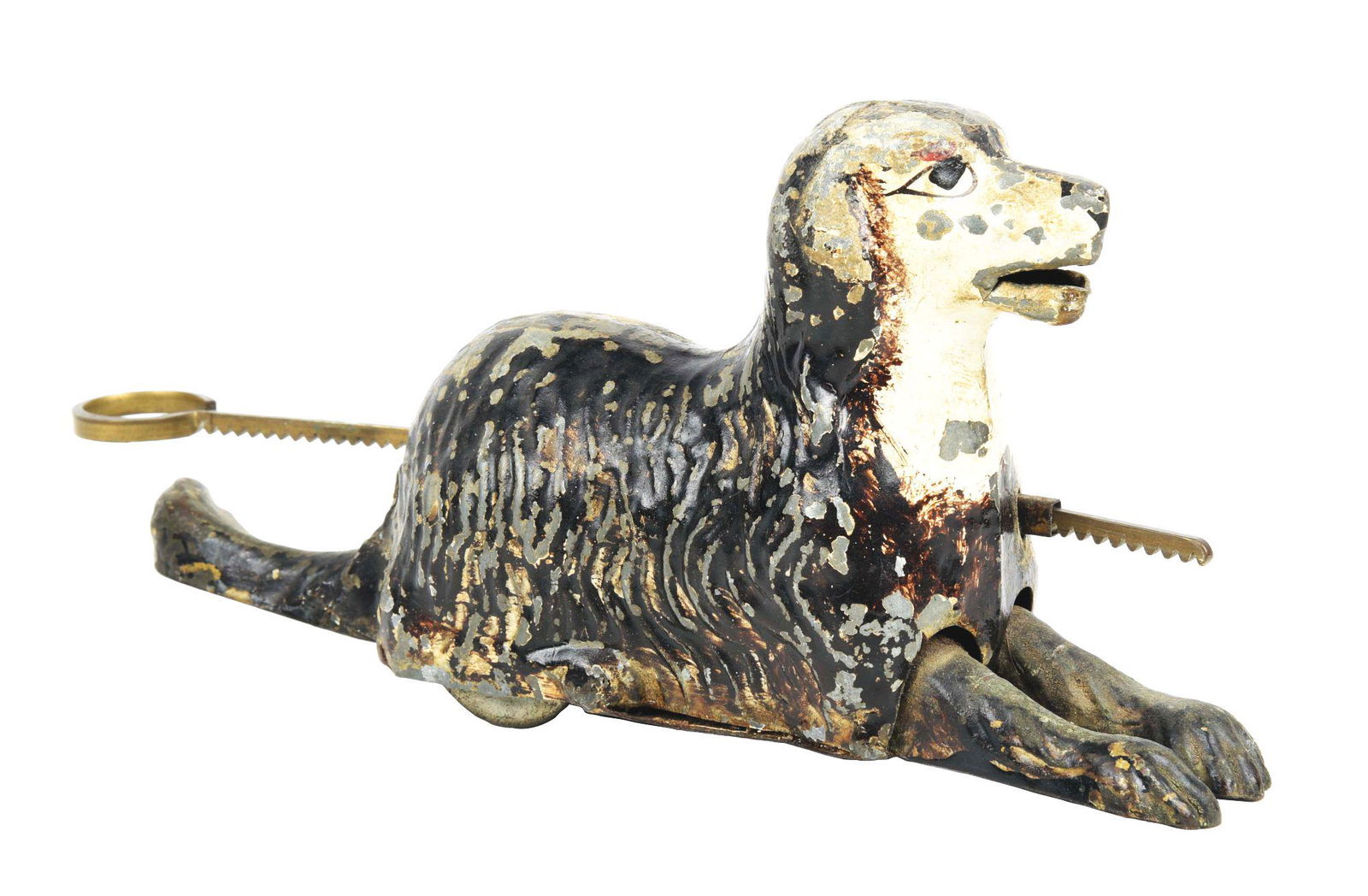 EARLY GERMAN FLY WHEEL HAND PAINTED DOG TOY. (1 of 3)