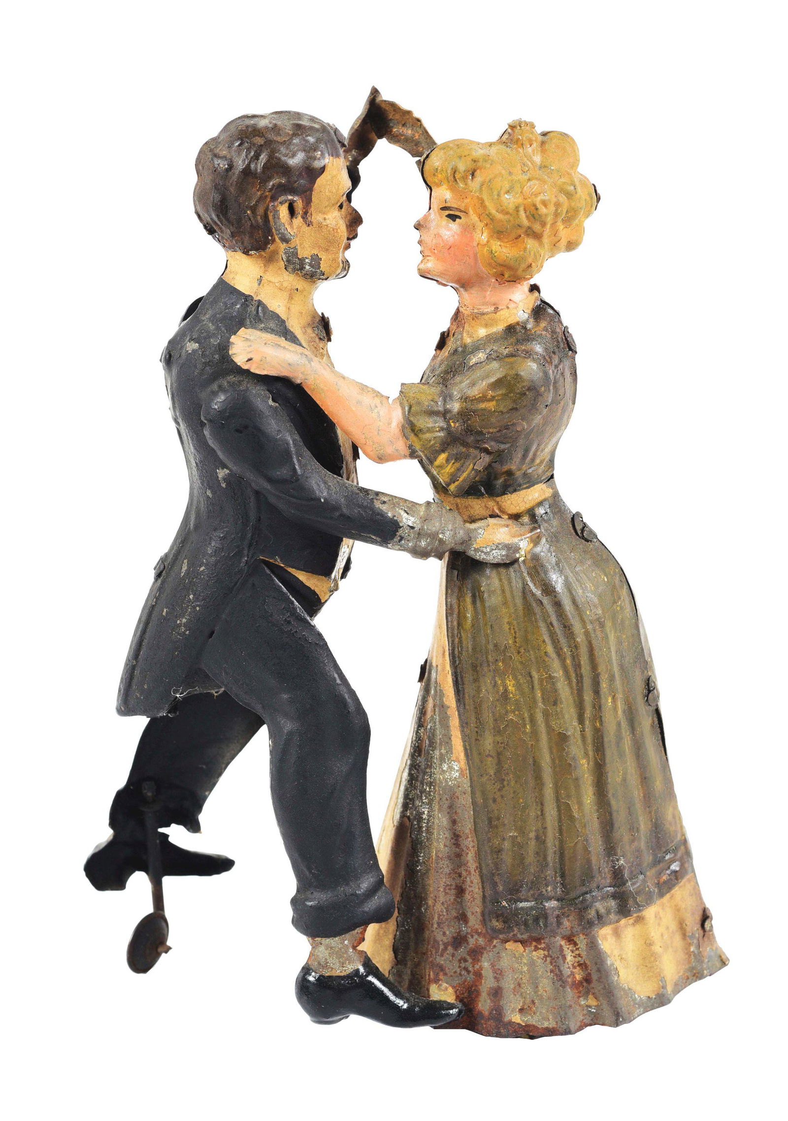 GERMAN HAND-PAINTED CLOCKWORK DANCING TOY. (1 of 4)