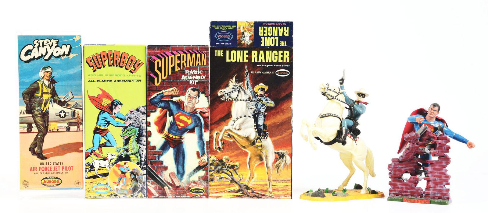 LOT OF 5: VARIOUS AURORA BUILT & UNBUILT MODEL KITS. (1 of 2)