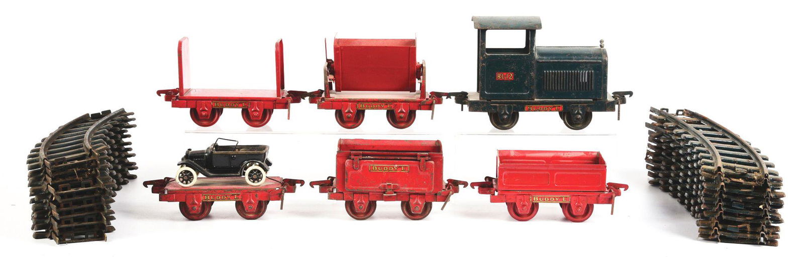PRESSED STEEL BUDDY "L" MINING LOCO SET. (1 of 2)